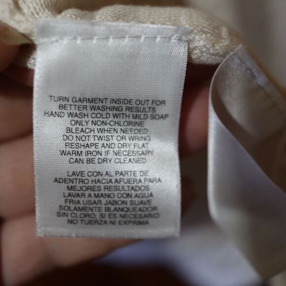 Anne Klein Cream Textured Cardigan Sweater Silk & Linen Blend Large - Picture 11 of 12